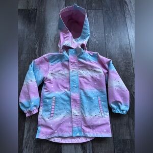 Girl’s size 8 (130 European) Pastel pink, blue, & white Liteweight Hooded Jacket